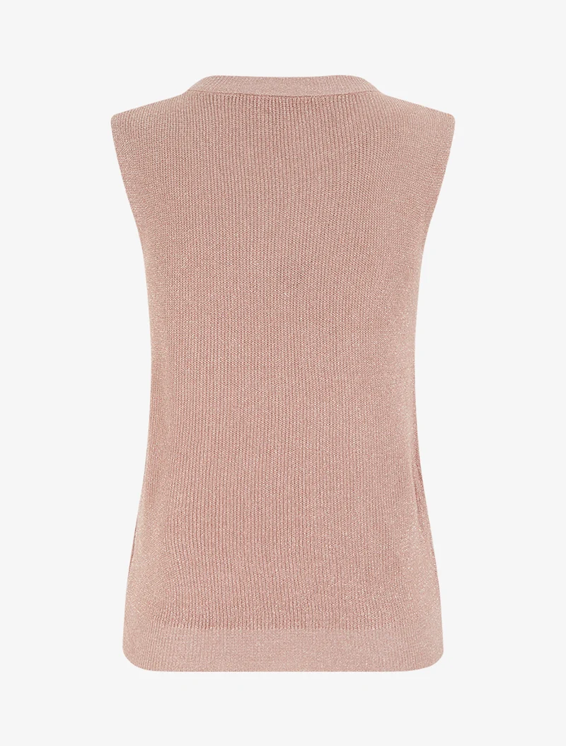 Top sans manches à maille fine irisée - Rose