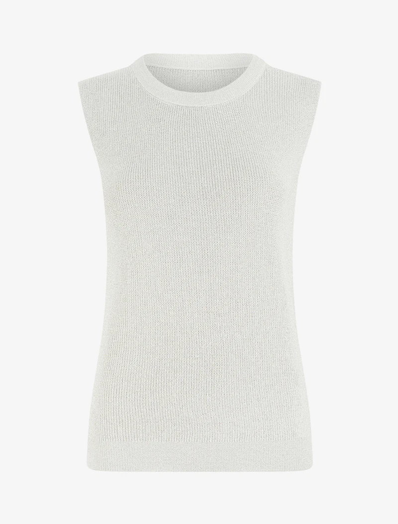 Top sans manches à maille fine irisée - Blanc