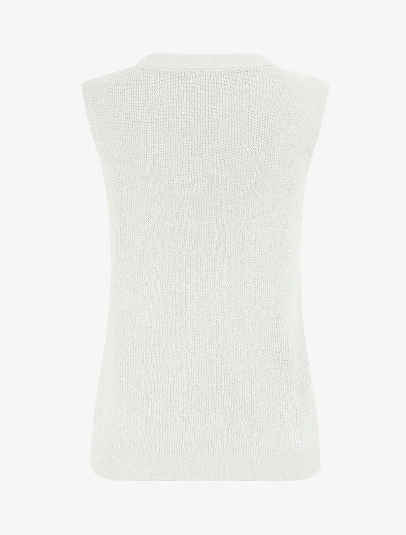 Top sans manches à maille fine irisée - Blanc
