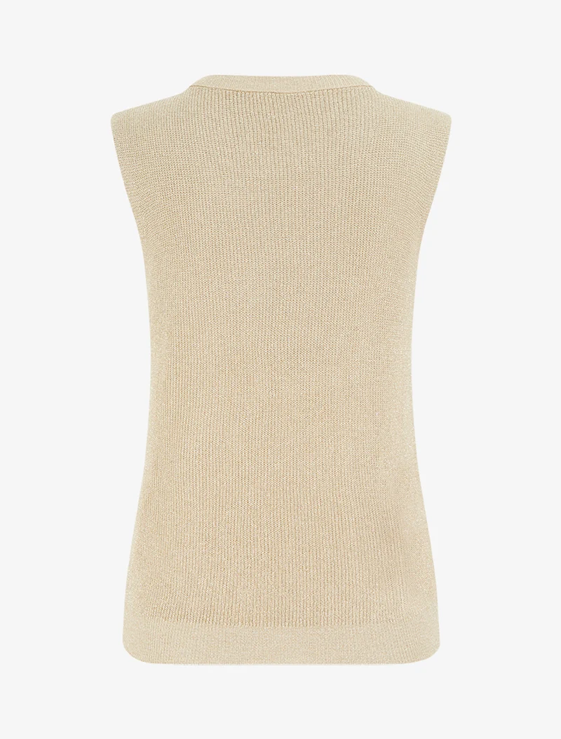 Top sans manches à maille fine irisée - Camel clair