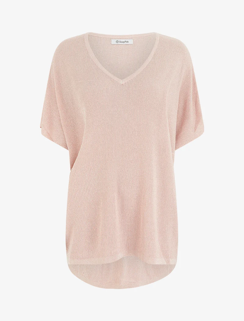 Top ample manches courtes chauve-souris - Rose