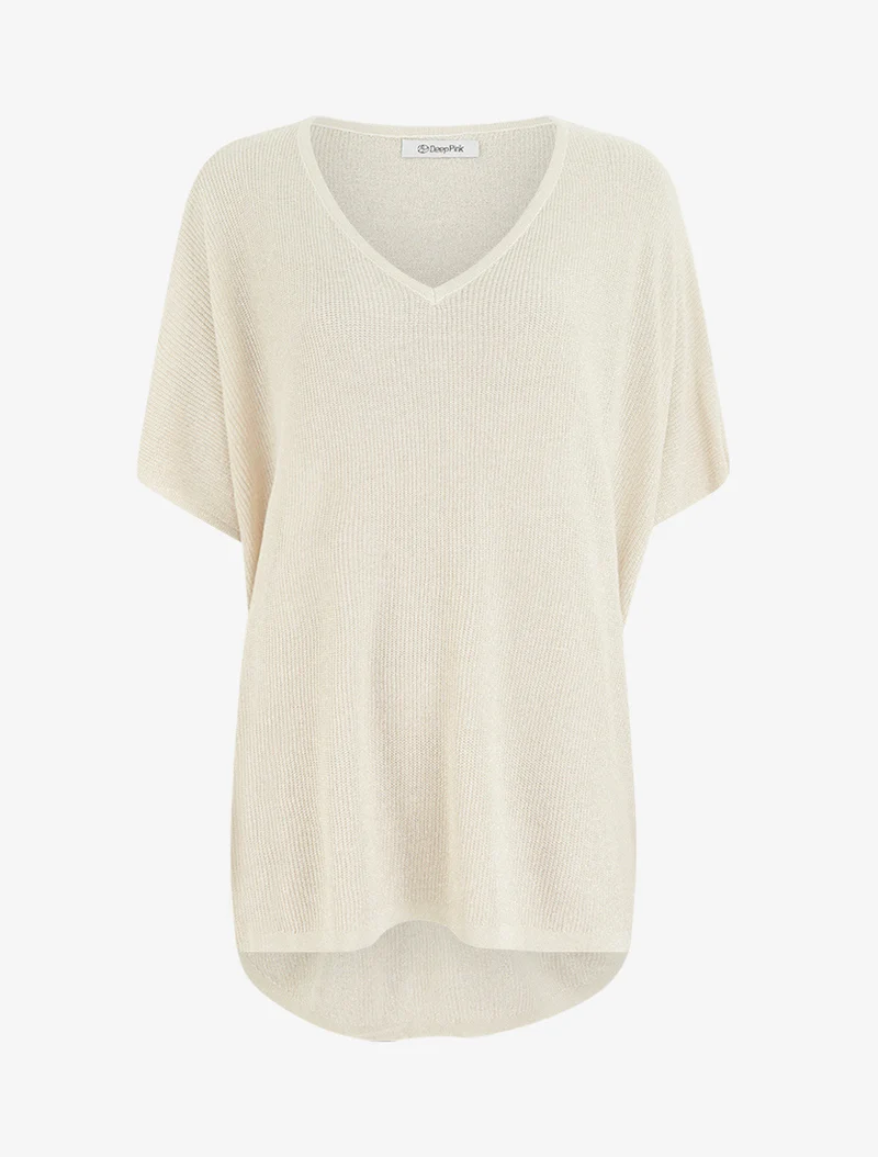 Top ample manches courtes chauve-souris - Beige