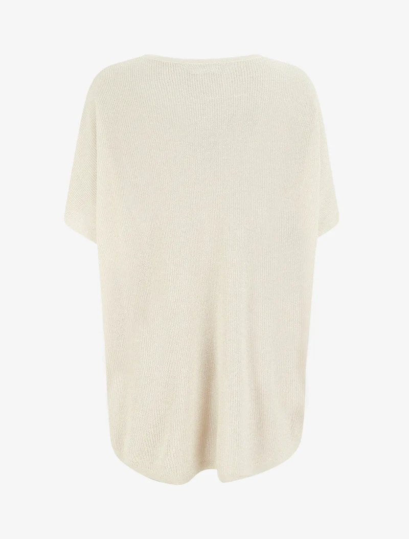 Top ample manches courtes chauve-souris - Beige