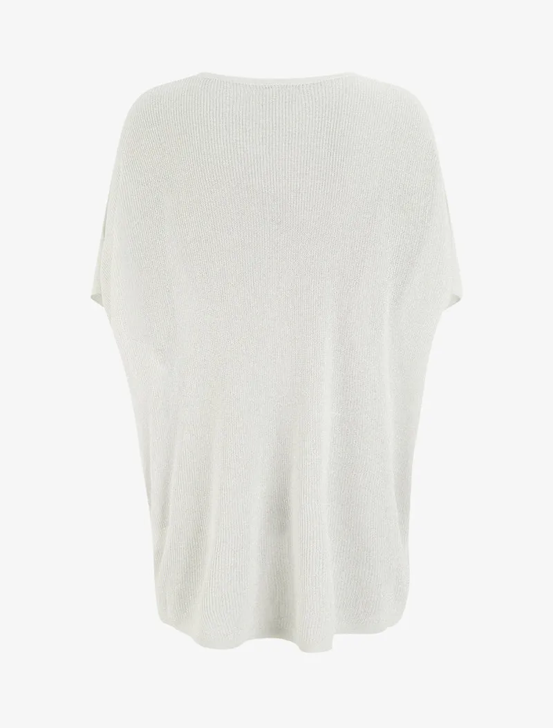 Top ample manches courtes chauve-souris - Blanc