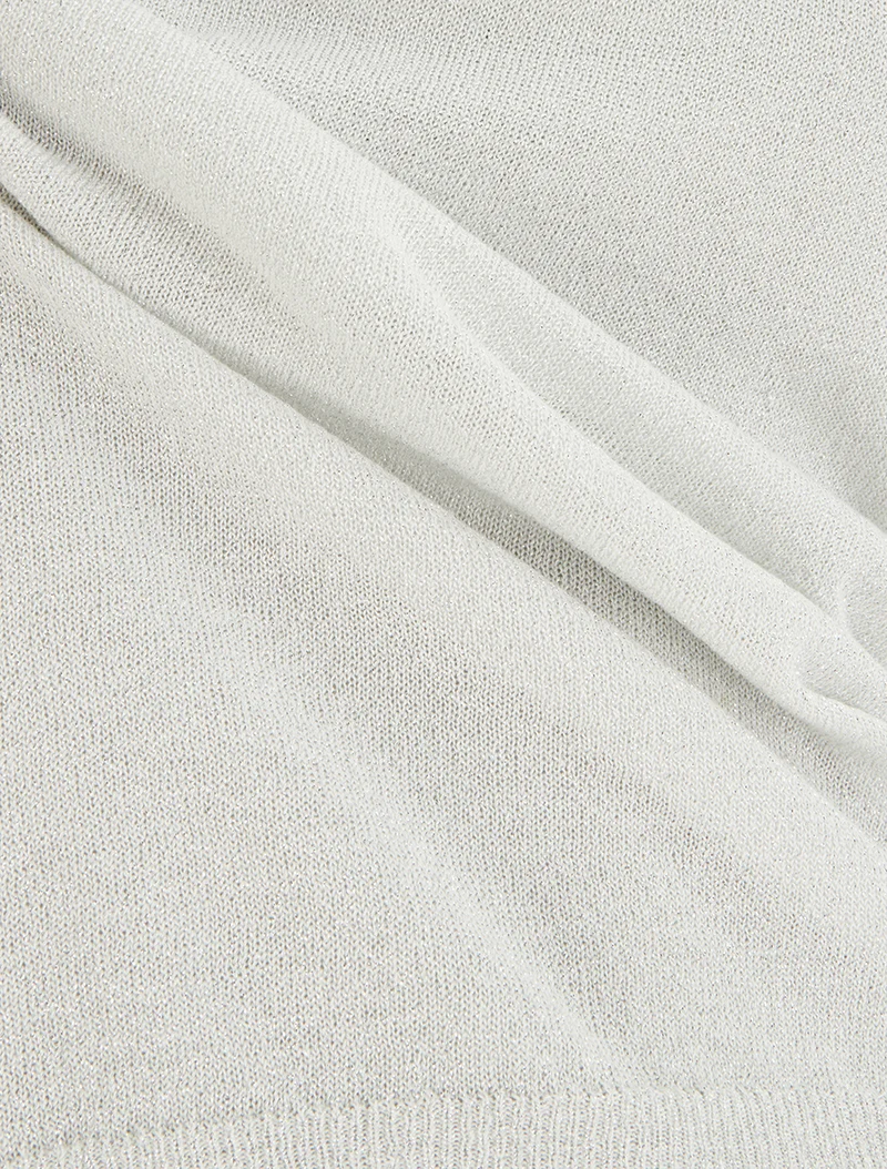 Top droit manches courtes en maille irisée - Blanc