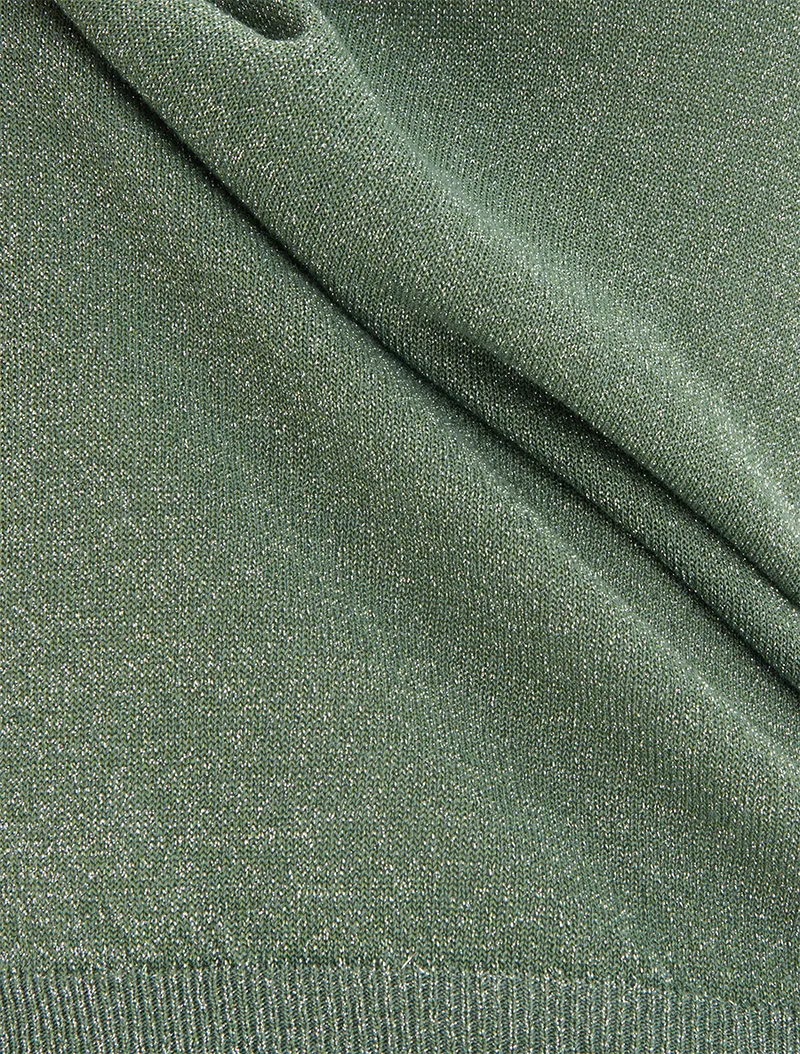 Top droit manches courtes en maille irisée - Kaki