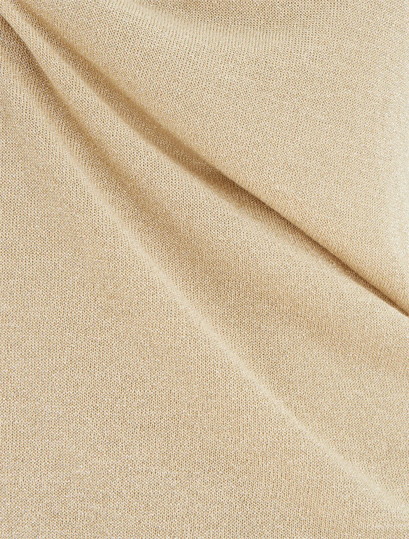 Top droit manches courtes en maille irisée - Beige