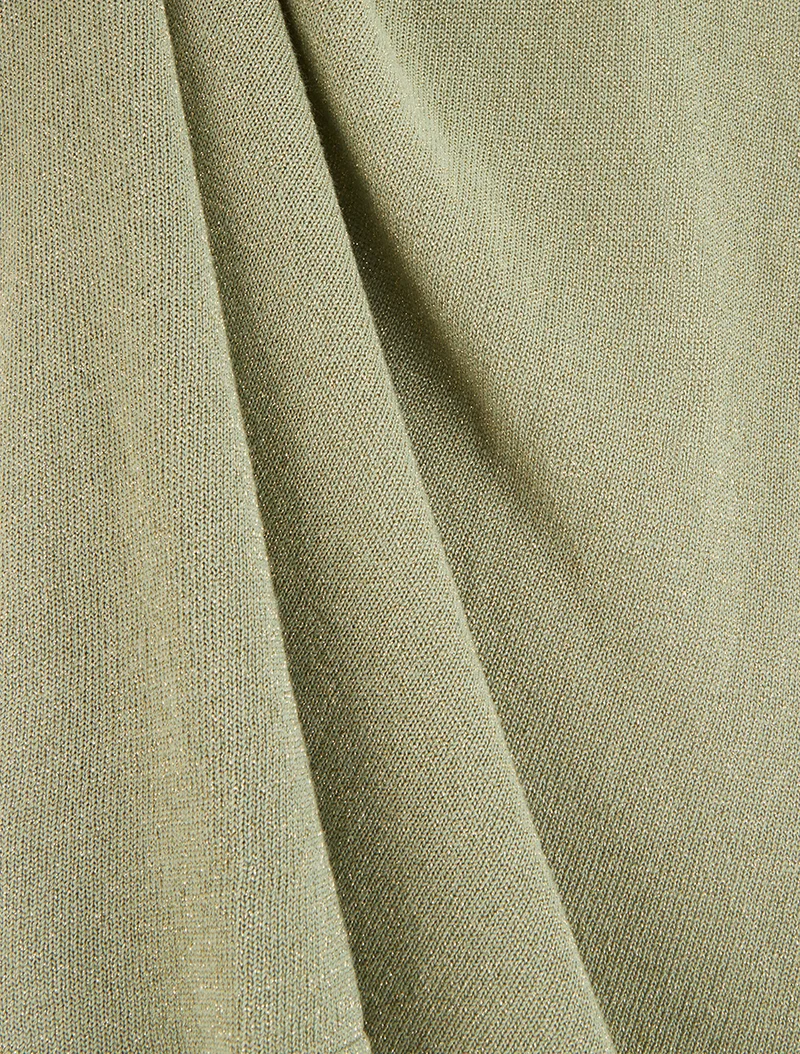 Top ample manches courtes en maille fine irisée - Kaki