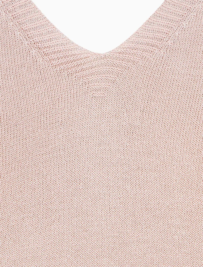 Top ample manches courtes en maille fine irisée - Rose