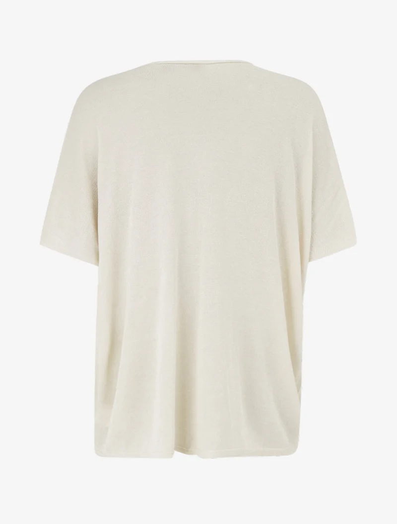Top ample manches courtes en maille fine irisée - Beige