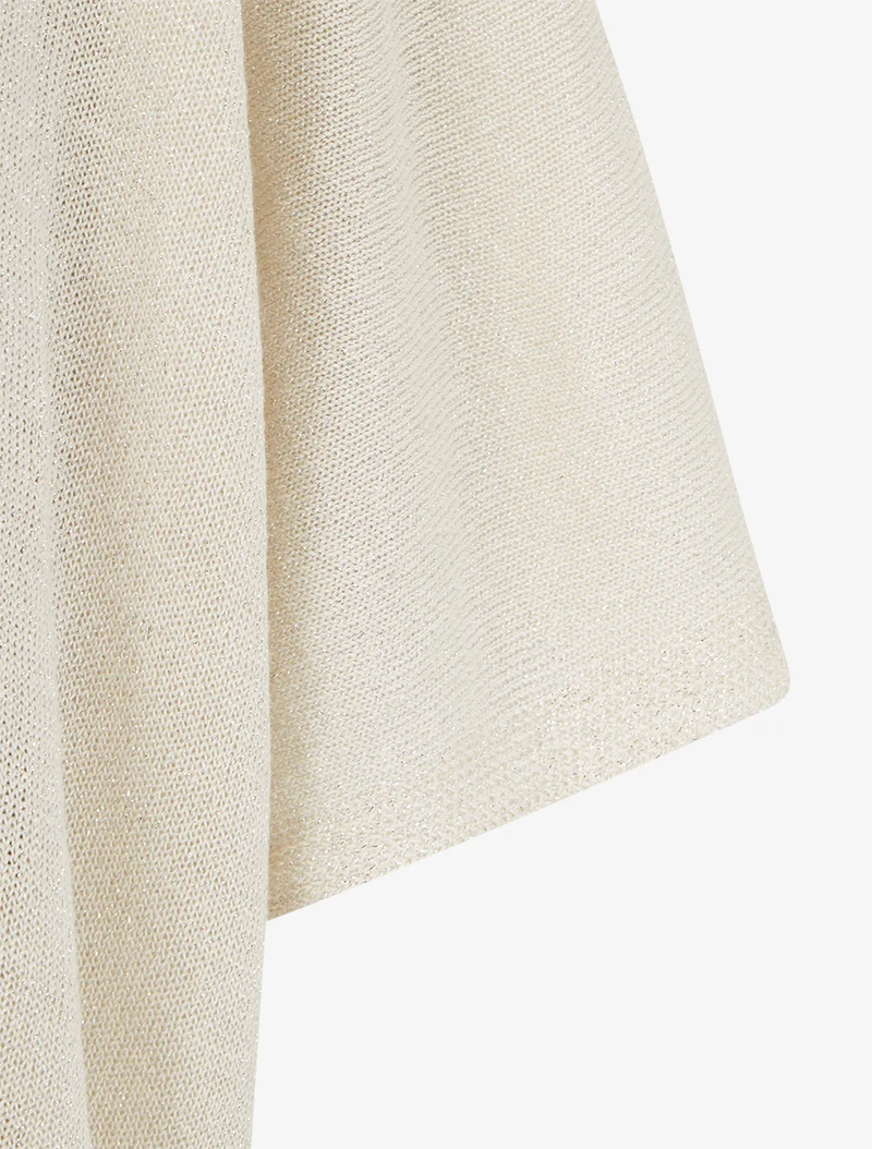 Top ample manches courtes en maille fine irisée - Beige