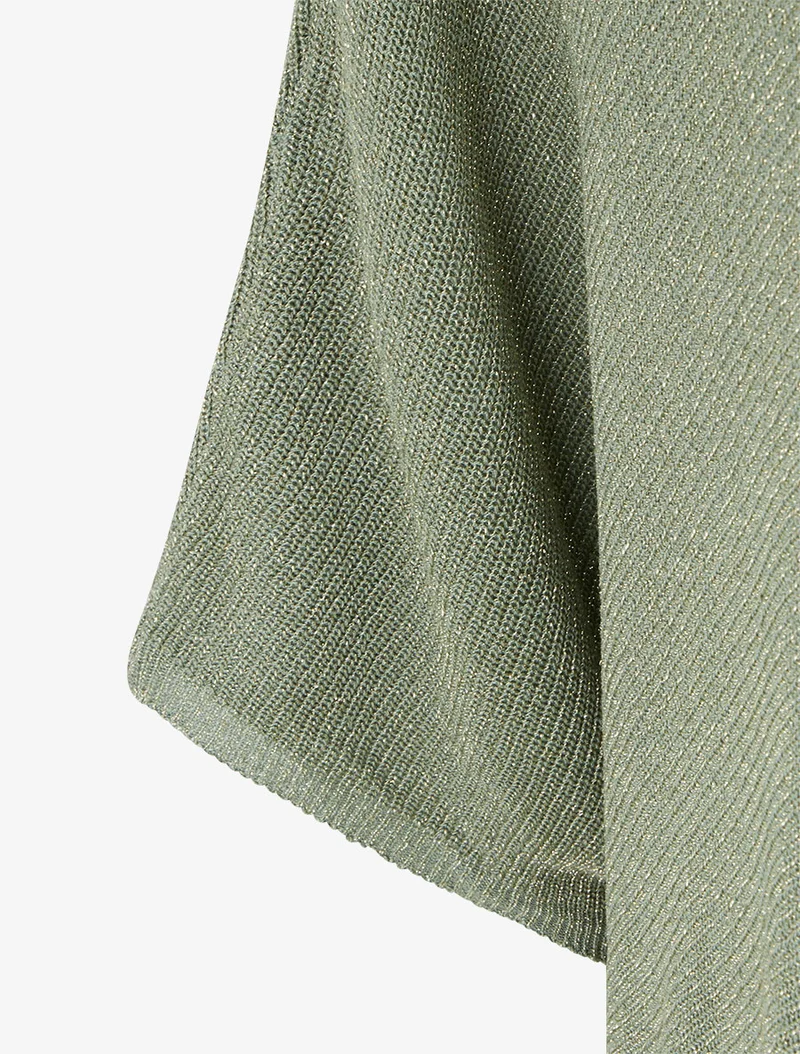 Top asymétrique manches courtes en maille fine irisée - Kaki