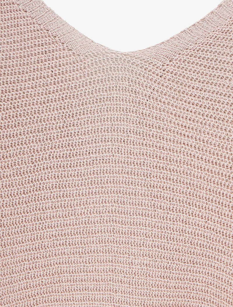 Top asymétrique manches courtes en maille fine irisée - Rose