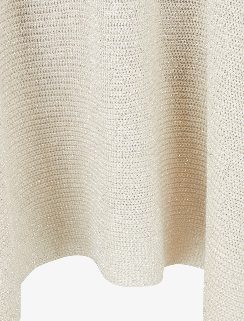 Top asymétrique manches courtes en maille fine irisée - Beige
