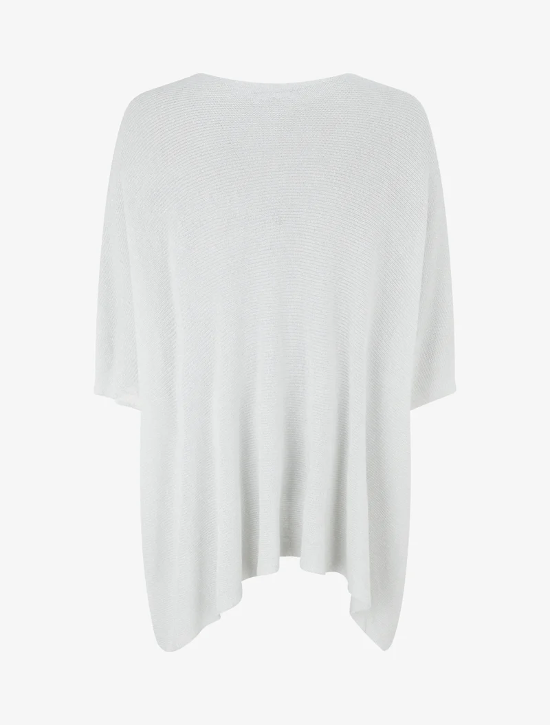 Top asymétrique manches courtes en maille fine irisée - Blanc