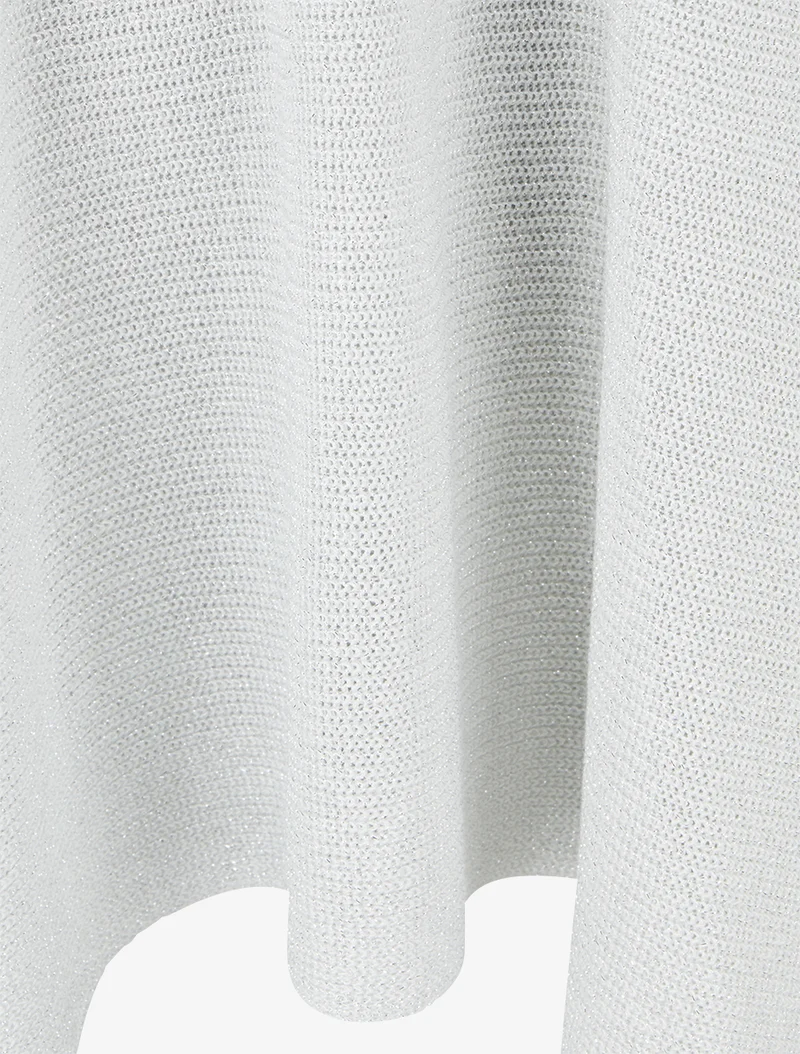 Top asymétrique manches courtes en maille fine irisée - Blanc