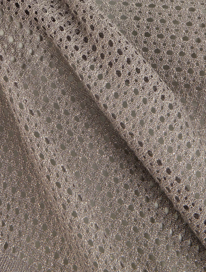 Top en maille fine ajouré et irisé - Taupe
