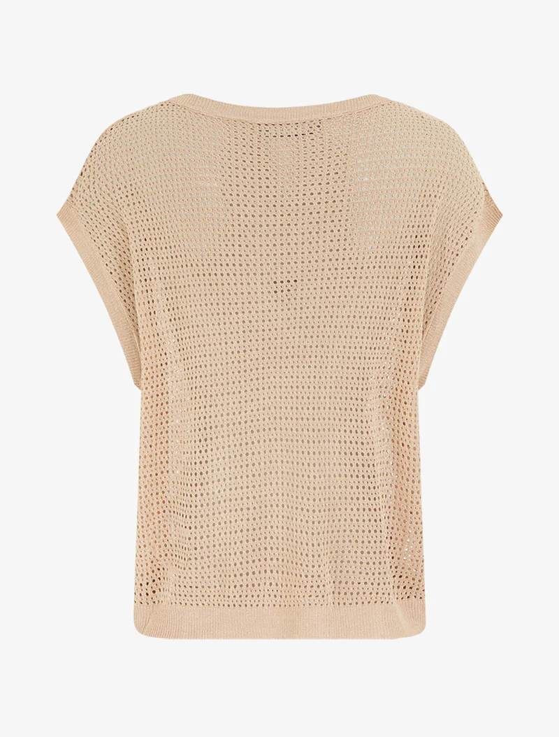 Top en maille fine ajouré et irisé - Rose saumon