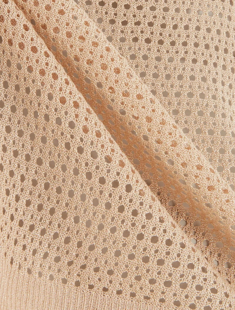 Top en maille fine ajouré et irisé - Rose saumon