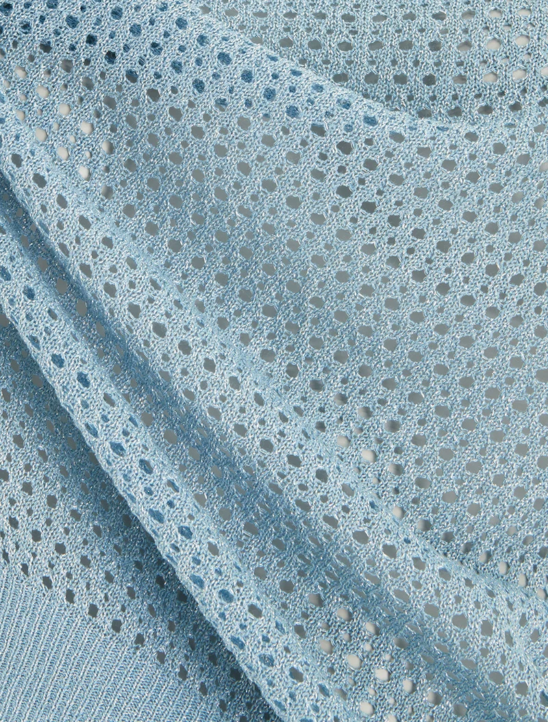 Top en maille fine ajouré et irisé - Bleu ciel