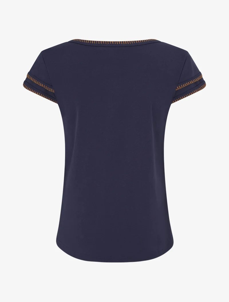T-shirt uni à manches courtes stylisées - Bleu