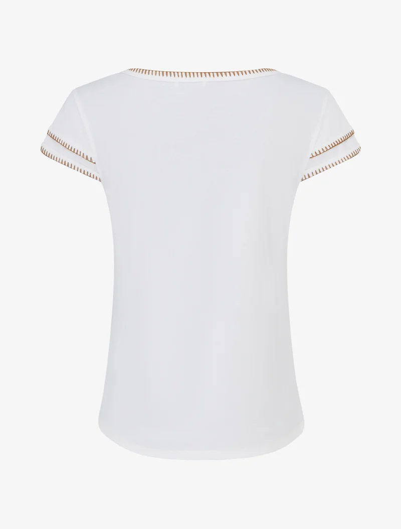 T-shirt uni à manches courtes stylisées - Blanc