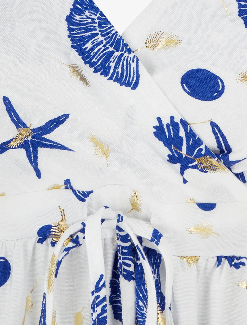 Robe mi-longue imprimé motif marins - Bleu roi