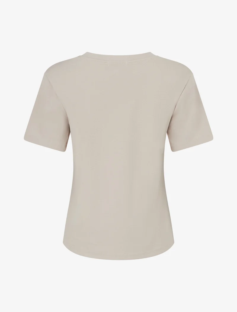 T-shirt uni à broderie feuille - Beige