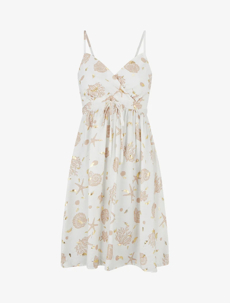 Robe mi-longue imprimé motif marins - Taupe