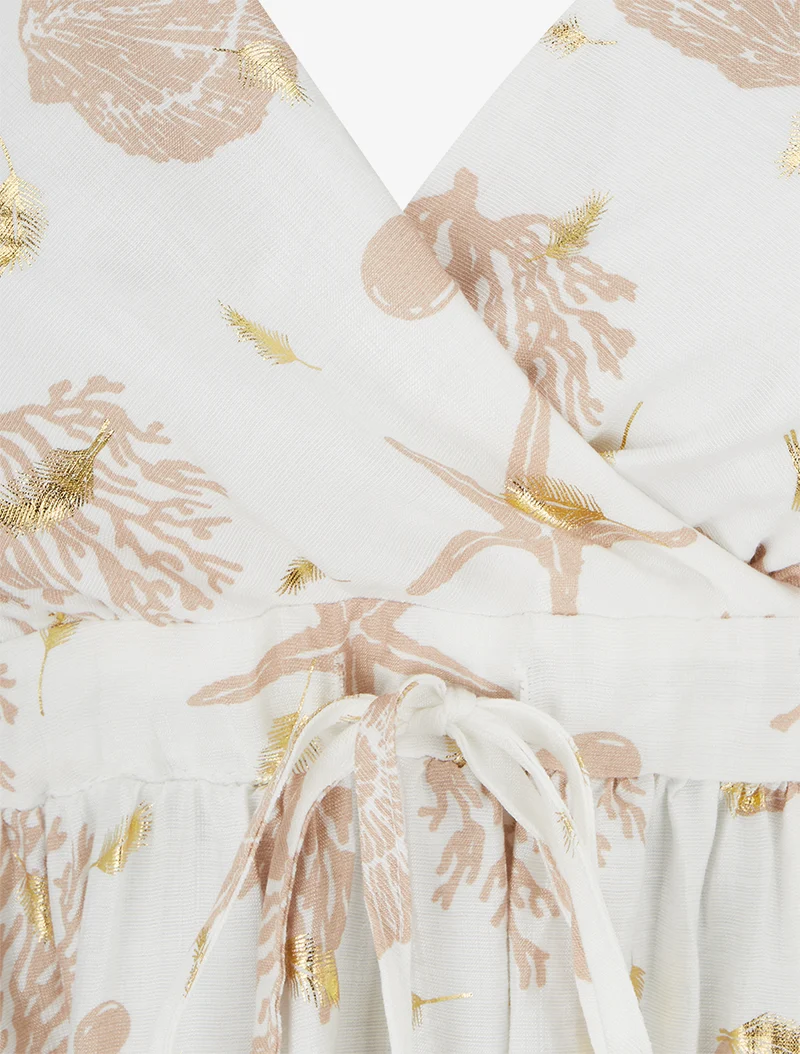 Robe mi-longue imprimé motif marins - Taupe