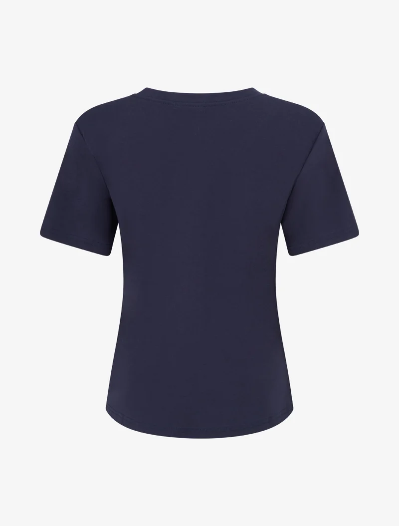 T-shirt uni à broderie feuille - Marine