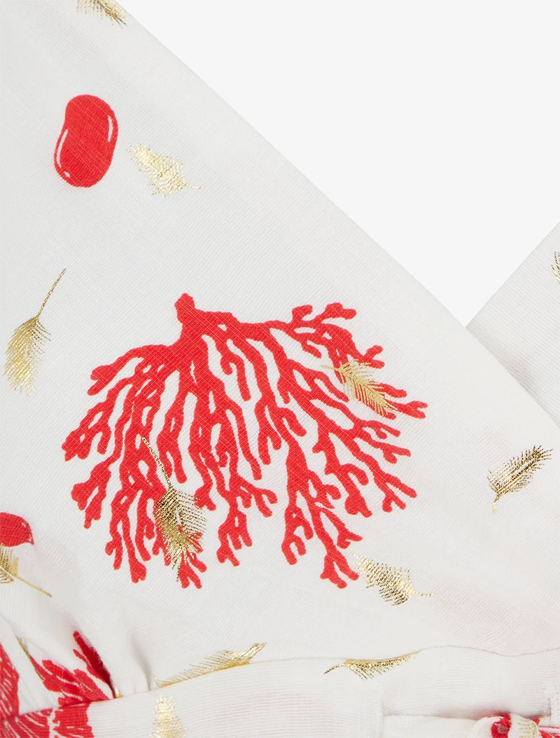 Robe mi-longue imprimé motif marins - Rouge