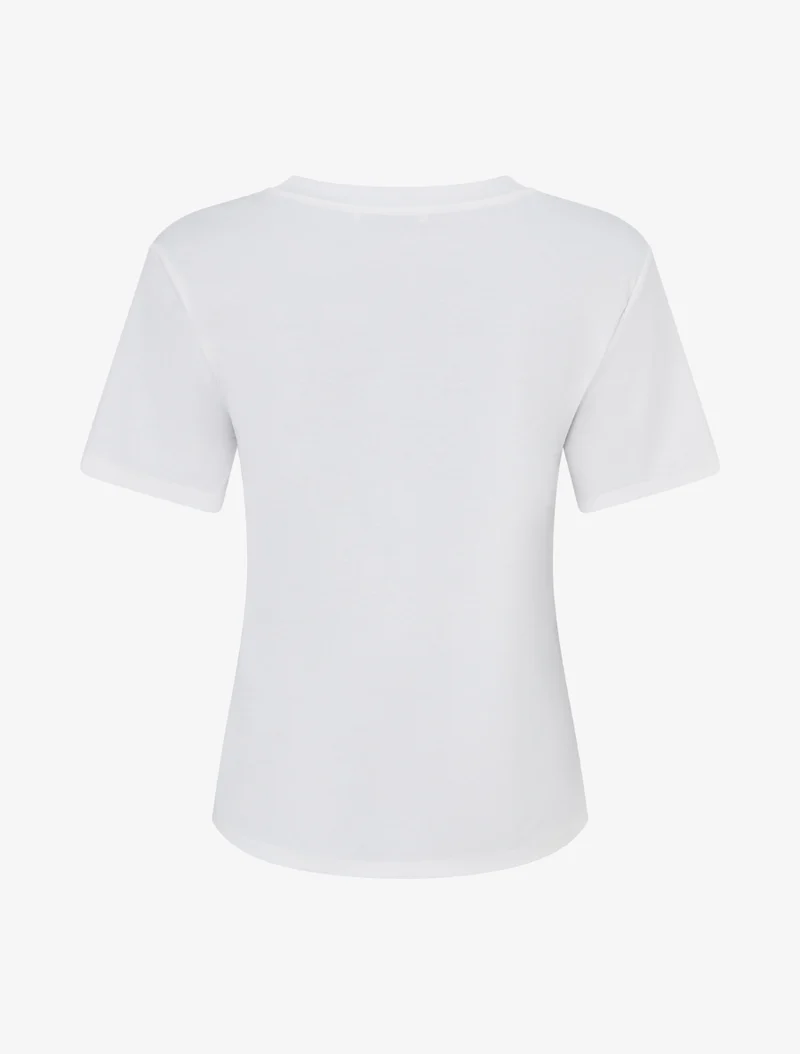 T-shirt uni à broderie feuille - Blanc