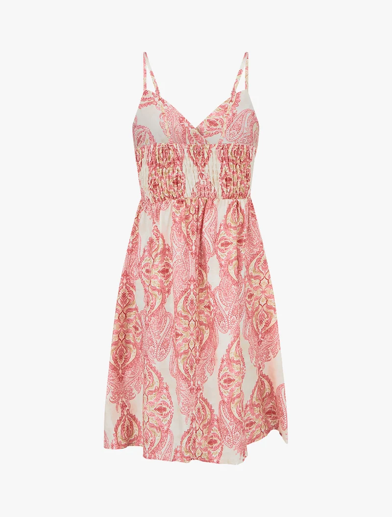 Robe mi-longue imprimé baroque - Rose