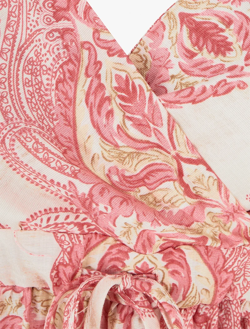 Robe mi-longue imprimé baroque - Rose