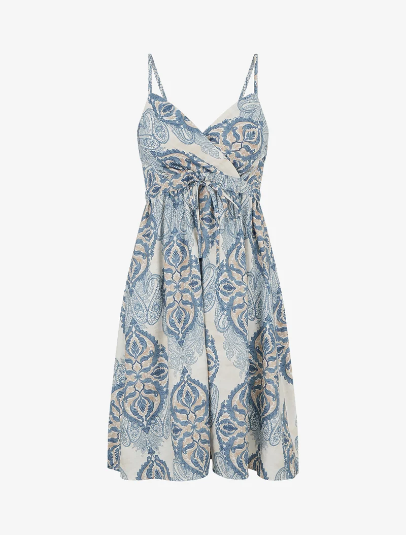 Robe mi-longue imprimé baroque - Bleu