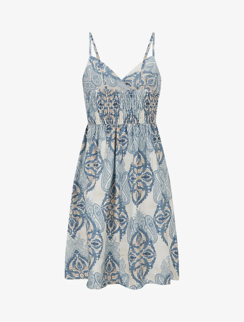 Robe mi-longue imprimé baroque - Bleu
