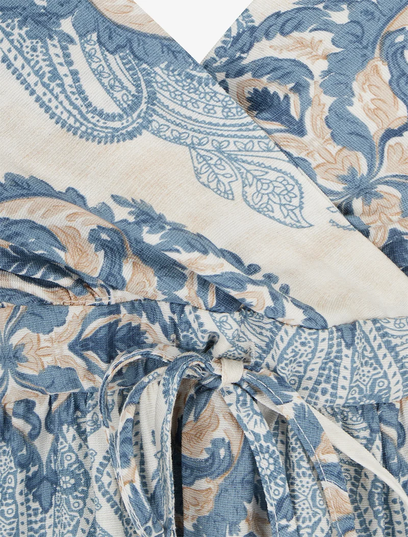 Robe mi-longue imprimé baroque - Bleu