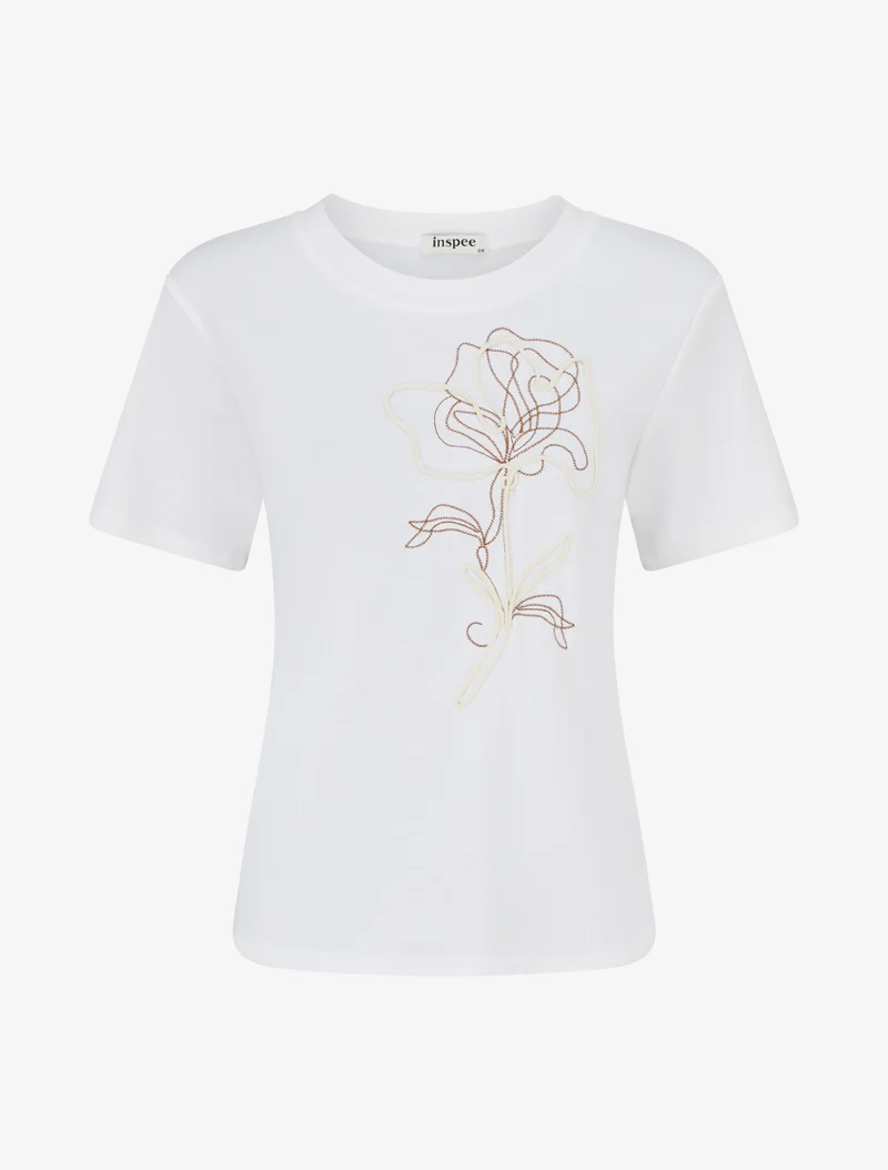 T-shirt manches courtes à motif floral - Blanc