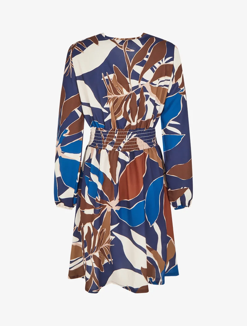 Robe imprimée à col cache-coeur - Marine