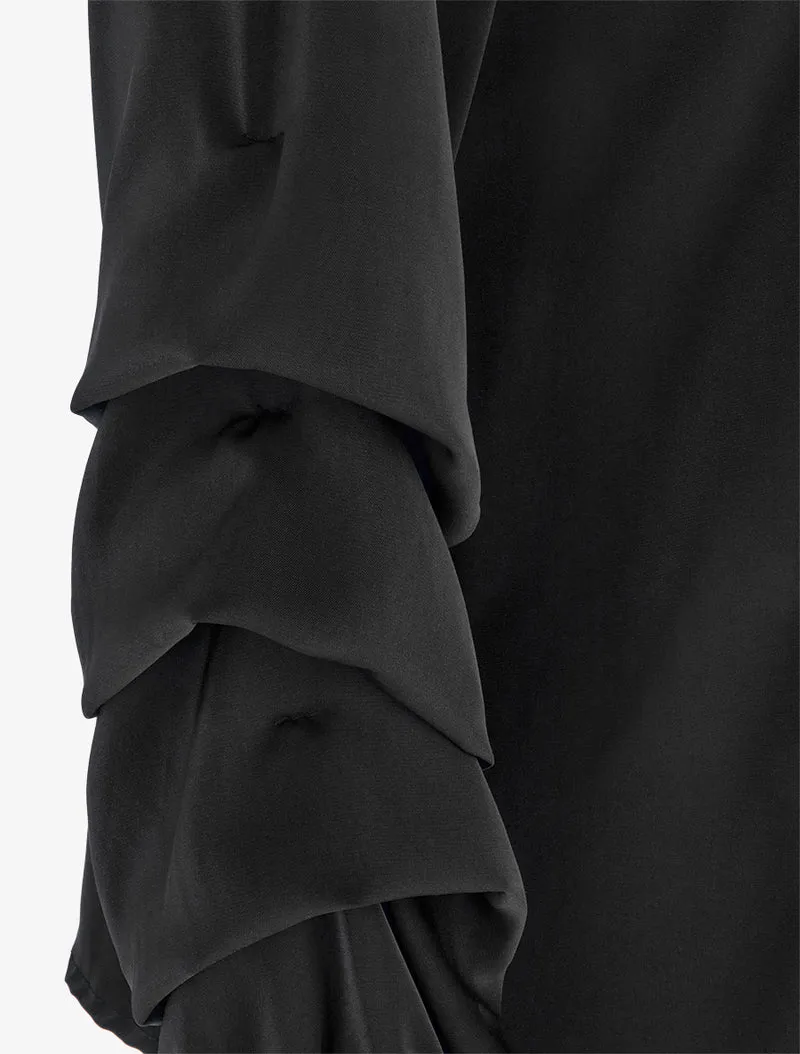 Blouse fluide unie à manches stylisées - Noir