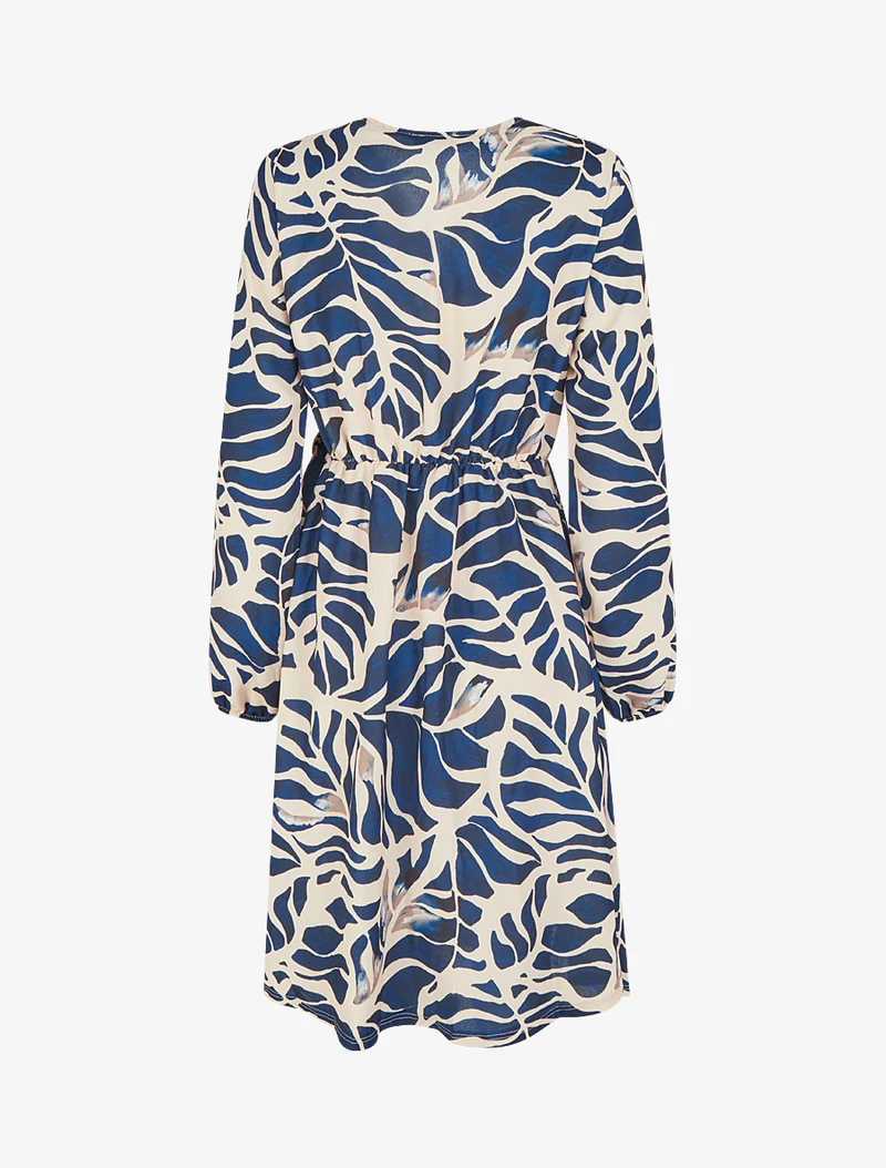 Robe élastiquée à imprimé fantaisie - Marine