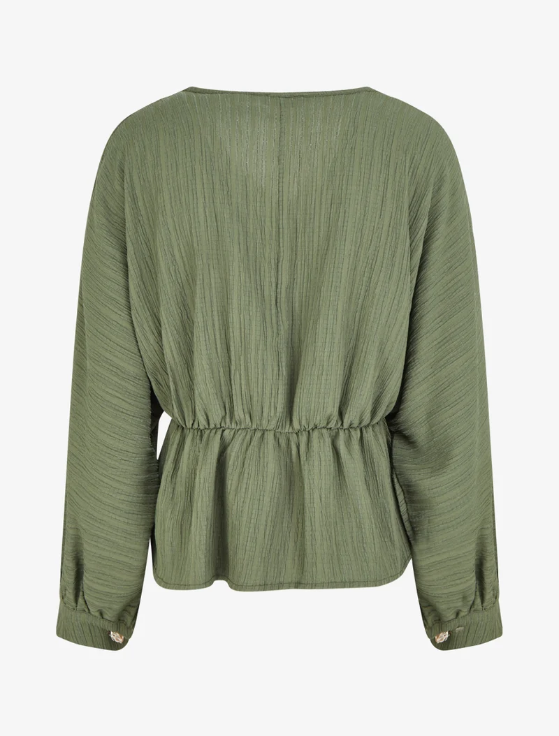 Blouse fluide à boutons décoratifs - Kaki