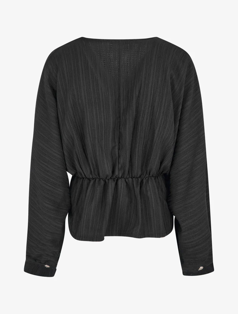 Blouse fluide à boutons décoratifs - Noir