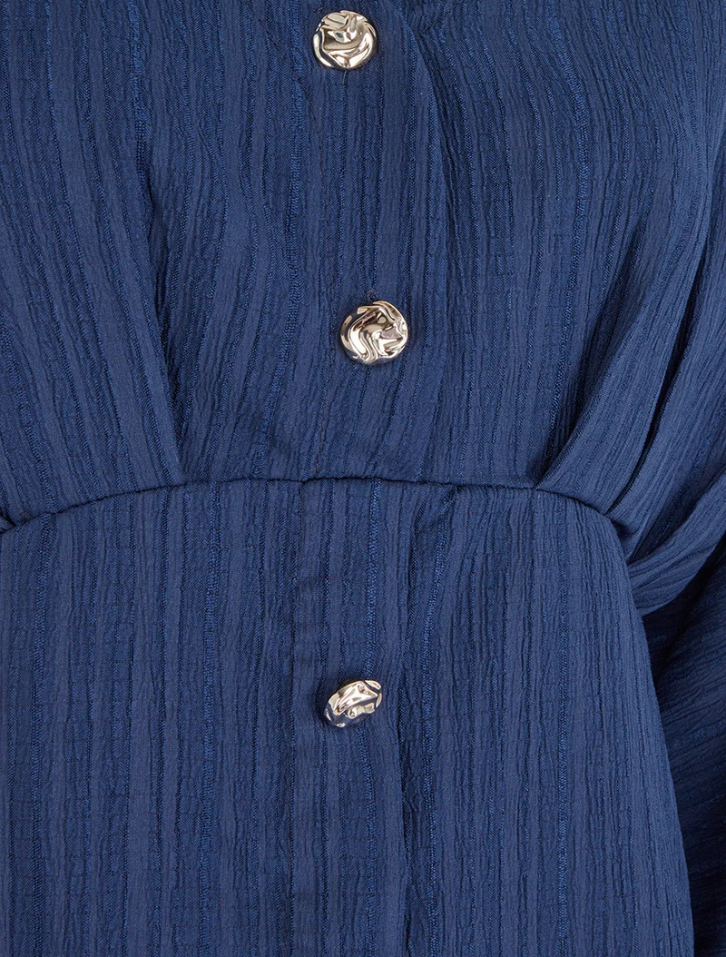 Blouse fluide à boutons décoratifs - Marine