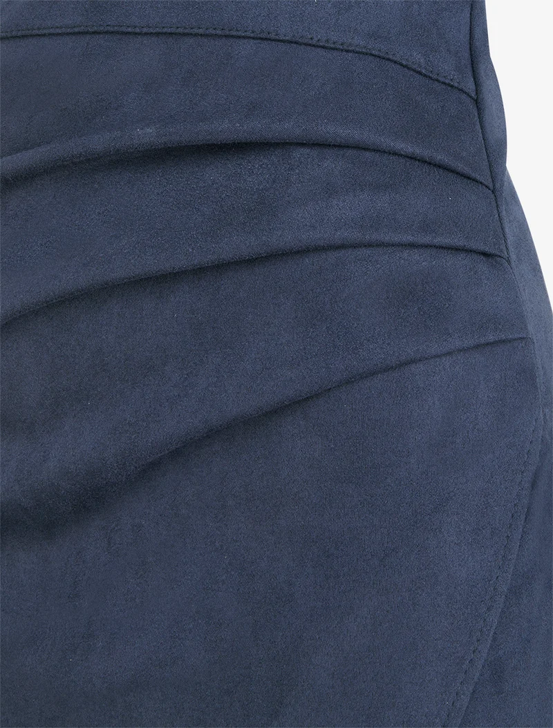 Jupe asymétrique en suédine - Marine