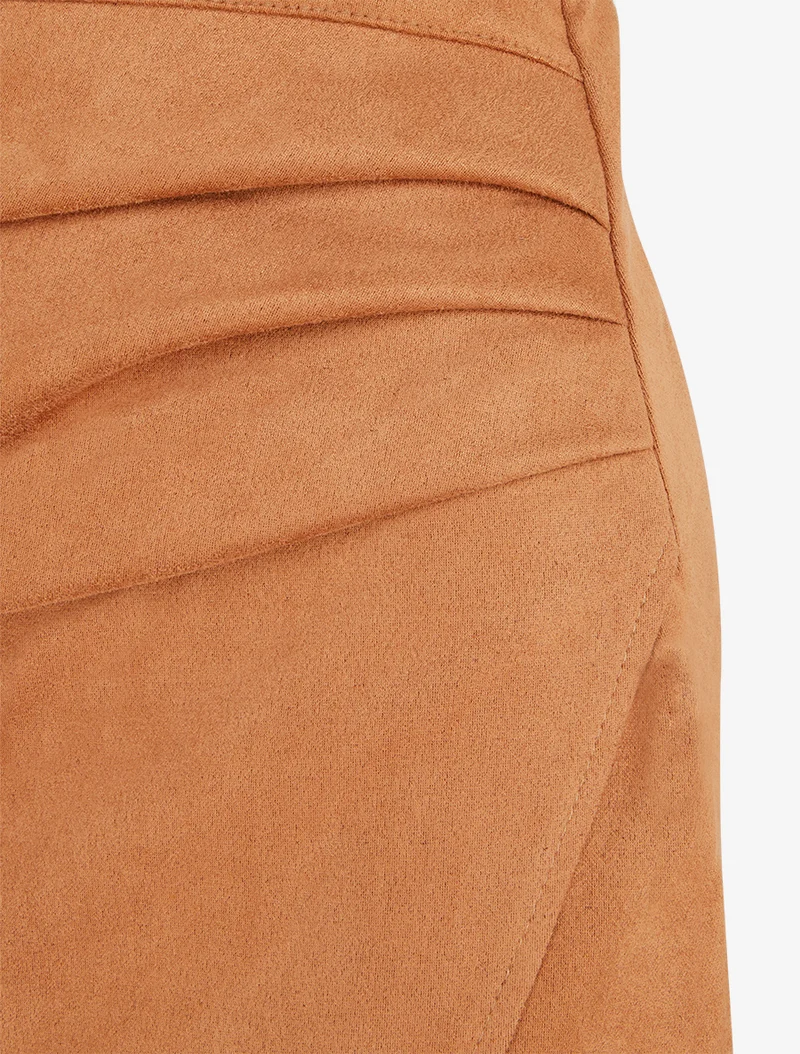 Jupe asymétrique en suédine - Camel