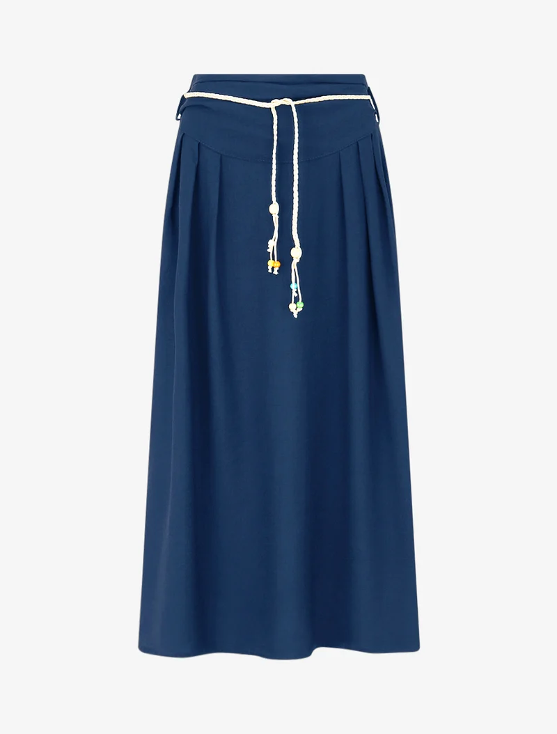 Jupe longue taille haute coupe évasée - Bleu