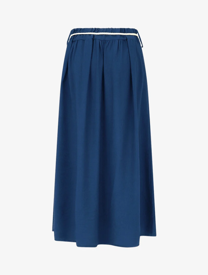 Jupe longue taille haute coupe évasée - Bleu