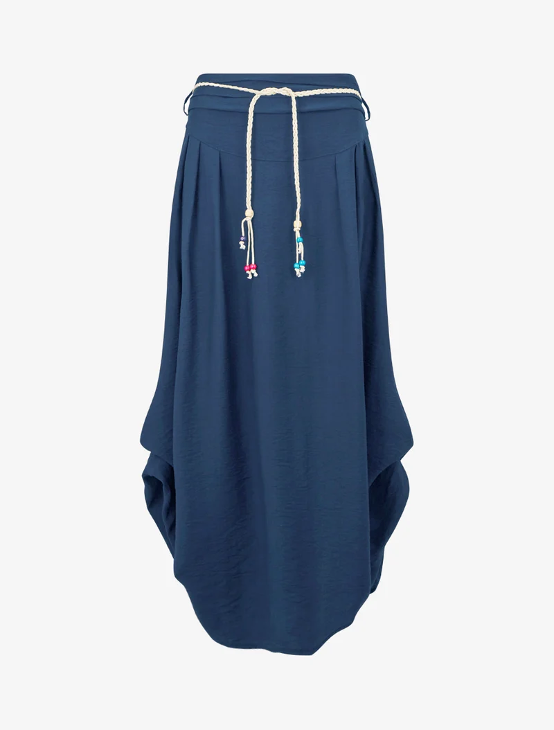 Jupe longue taille haute coupe évasée - Bleu